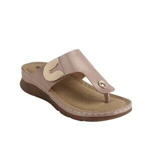 Good Choice Womens 8.5 M Blush Pink Faux Leather Sam Wedge Sandals NIB LL6